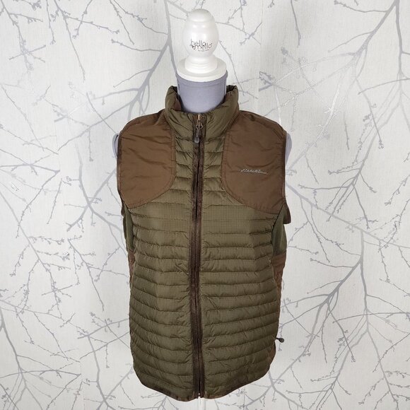 Eddie Bauer Sportshop Army Green Quilted Down Fill Full Zip Vest - Picture 1 of 8